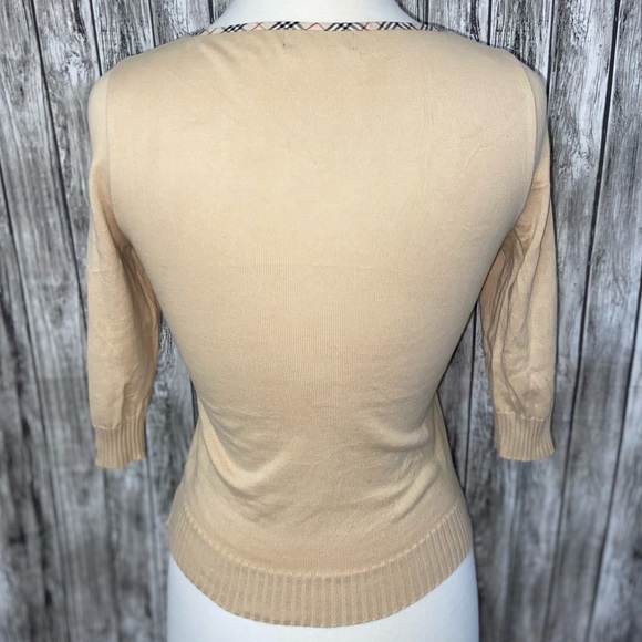 BURBERRY Blue Label Nova Check Trim Lace Up Knitted Sweater Sz Asian M (US XS/S) - Picture 6 of 12